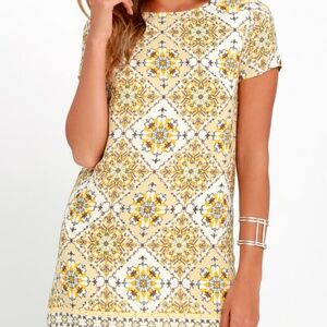 Dandy Lion Yellow Print Shift Dress